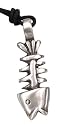 Dead Fish Bone Bones Silver Tone Pewter Pendant Necklace
