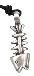 Dead Fish Bone Bones Pewter Pendant Necklace
