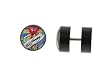 Genuine Ed Hardy Anodized Black Fake Plug - Heart Lock Logo -16g Wire - 10mm - Sold as a Pair