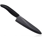 Kyocera Advanced Ceramic Revolution Series 7-inch Professional Chef's Knife, Black Blade