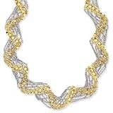 14K Two-Tone Fancy Beaded Necklace - 18 Inch - Lobster Claw