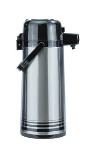 Update International NPD-25-OR/SF Brushed Stainless Steel Airpot with Orange Button-Top, 2.5-Liter