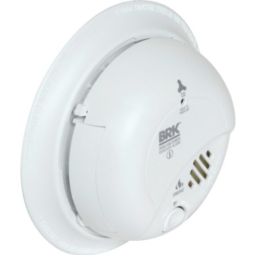 BRK Battery Operated Carbon Monoxide And Smoke Alarm (COMBC) DC-Plug-In - Separate CO (Electrochemical) And Ionization Smoke Sensors - Test/Silence Button LEDs Indicate Battery Status, Which Alarm Has Been Activated And Proper Functioning Permanent Sensor Needs No Replacement Meets UL217 And UL2034 Requirements 9 Volt Alkaline Battery Included Alarm Diameter: 5"
