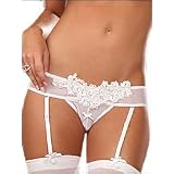 Crotchless Bridal Garter Thong