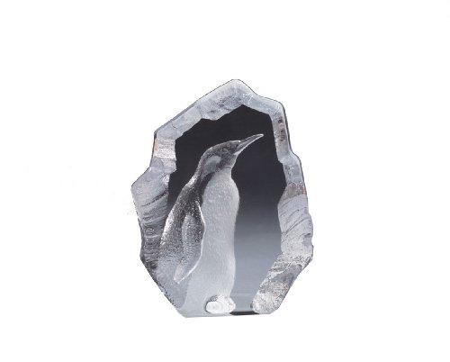 Mats Jonasson 5-1/2-Inch by 4-Inch Hand-Etched Swedish Crystal Sculpture, Penguin