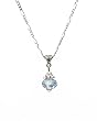 Necklace - N455 - Faceted Fire Polished Crystal Glass Ball Hung on Silver Tone Necklace - 16" ~ Light Blue Iridescent