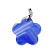 Brazilian Blue Agate Gemstone Flower Pendant with Corded Necklace