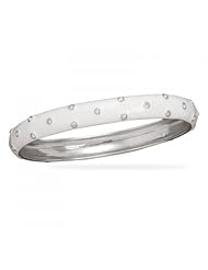 MMA Silver - White Enamel and CZ Bangle Bracelet