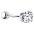 18 Gauge 5/16" -Solid 14KT White Gold 4mm Cubic Zirconia Cartilage Earring