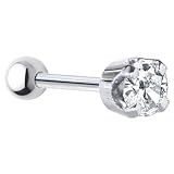 18 Gauge 5/16 Inches -Solid 14KT White Gold 4mm Cubic Zirconia Cartilage Earring Body Jewelry