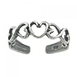 Entwined Multiple Heart Adjustable Toe Ring in Sterling Silver