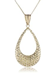 14k Yellow Gold Diamond Cut Open Oval Pendant Necklace, 18"