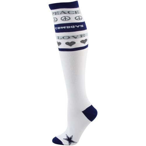 Dallas Cowboys Ladies Peace and Love Metallic Knee Socks