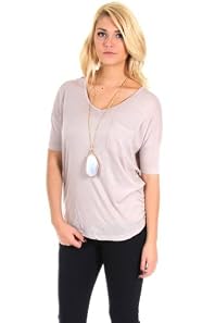Love Tree Pocketed V-Neck Tee in Tan