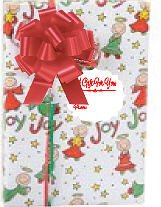 Green and Red Joyful ANgels Holiday /Christmas Deluxe- Gift Wrap Wrapping Paper with Gift Tags and Bows