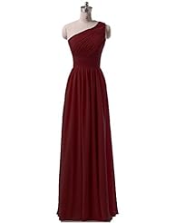  One Shoulder Lace-Up Chiffon  Ball Gown Bridesmaid Dress/Prom Dress 