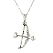 10k White Gold Diamond-Accent Cupid Heart Arrow and Bow Pendant (1/10 cttw, J-K Color, I2-I3 Clarity)