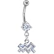 Cubic Zirconia Zodiac Aquarius Dangle Belly Ring