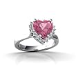 14K White Gold Heart Created Pink Sapphire and Diamond Ring 14K White Gold Heart Created Pink Sapphire and Diamond Ring