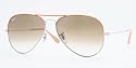 Ray Ban RB3025 Aviator Large Metal 071/51 Sunglasses Silver+Orange+Beige Frame With Crystal Brown Gradient Lens Size 58-14-135