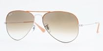 RAY BAN RB 3025 RB3025 071/51 SILVER ORANGE BEIGE FRAME CRYSTAL BROWN GRADIENT LENS SUNGLASSES SHADES