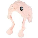 Faux Fake Fur Animal Plush Anime Bunny Trooper Trapper Slip Tie Ski Pompom Hat