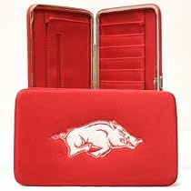 Arkansas Razorbacks Embroidered Flat Hinged Hinge Clutch Opera Wallet with Checkbook Holder