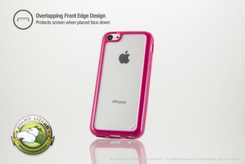 Clear Cover iPhone 5C Foamy Lizard (TM) [LIQUIDATION SALE 75% OFF MSRP!] Lumofrost Case with Frosted Back / Protective Edge / Port Access / Colorful Border (Hot Pink - Passion)