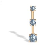 14K Yellow Gold Genuine Round Aquamarine 3-Stone Pendant