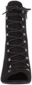 AKIRA Lace Up Peep Toe Jordan Booties - Black Suede Size 7