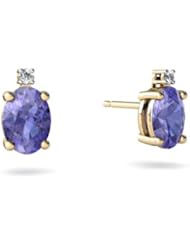 Genuine Tanzanite 14kt Yellow Gold Stud Earrings