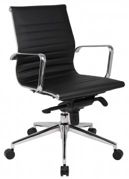 Black Leather Medium Back Office Chair