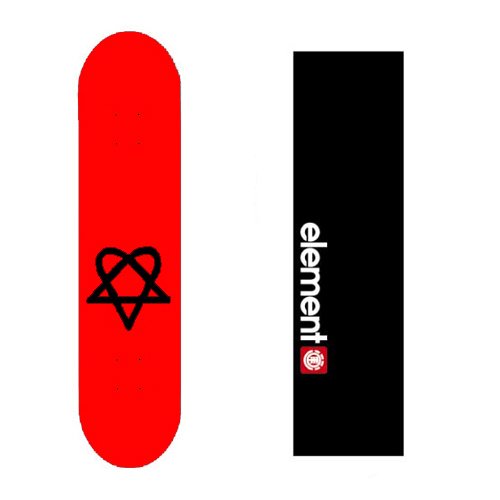 Bam Heartagram Pro New HIM Skateboard Deck w/ Element Grip