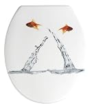 Wenko 19550100 WC-Sitz Springing Fish - rostfreie Edelstahlbefestigung, Duroplast