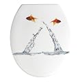 Wenko 19550100 WC-Sitz Springing Fish - rostfreie Edelstahlbefestigung, Duroplast