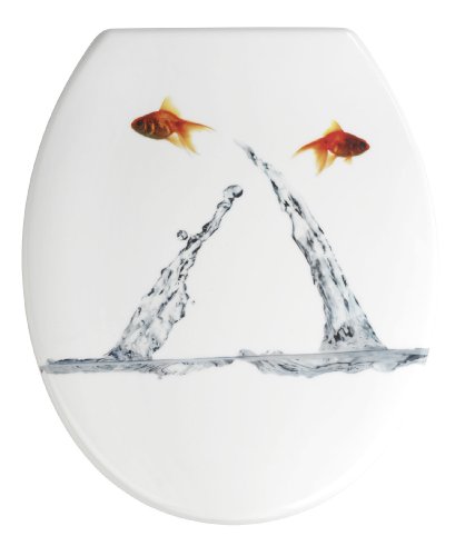 Wenko 19550100 WC-Sitz Springing Fish - rostfreie Edelstahlbefestigung, Duroplast