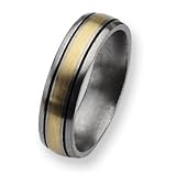 Titanium 14k Gold Inlay 6mm and Antiqued Band TB108-13
