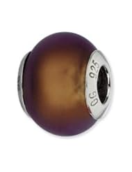 Sterling Silver Brown Matte Italian Murano Charm