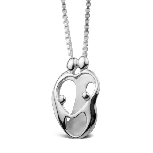 Loving Family® Small Sterling Silver Pendant with Extender – Parents and 2 Children