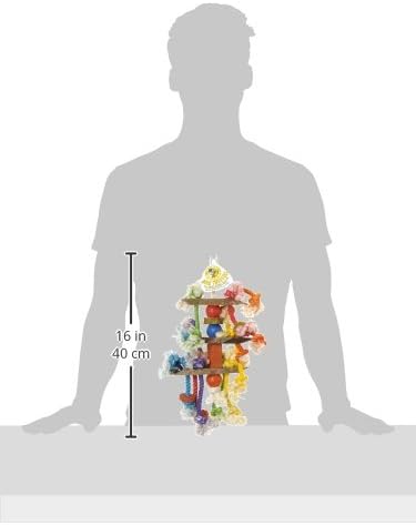 Pink Parrot 3-Tier with Wood and Rope, Large