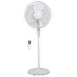 Lorell 49251 16 in. Floor Fan,w/ Remote,3 Speed,4-5/7 in.x18-1/4 in.x23 in.,White