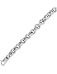 14K Solid White Gold Hip Hop Bullet Chain Bracelet 6mm (15/64 in.) - 8.5 in.