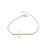 apop nyc Sterling Silver Horizontal Cross Bracelet 7 inch