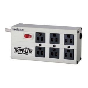 Tripp Lite Isobar 6 Outlet 120V Surge Suppressor. ISOBAR 6 6OUT STRIP $50K 6FT CORD 2350J METAL SURGE. Receptacles: 6 x NEMA 5-15R - 3330J