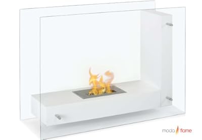 Moda Flame Arta Ventless L Shaped Ethanol Fireplace in White