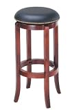 29" Leather Classic Cherry Wooden Swivel Counter Bar Stool