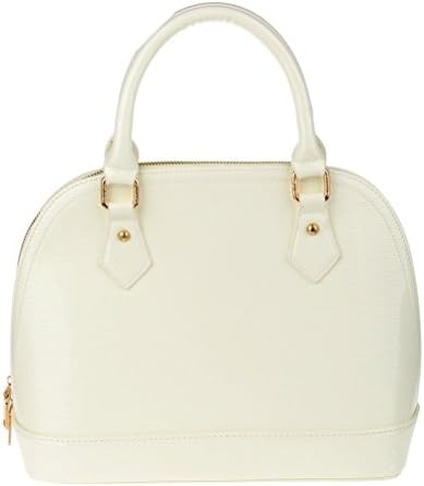 Garden Promo Women's Wood Grain Top Leather handbag with Shell style White
