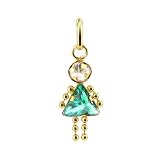 10 KT Yellow Gold Girl Emerald CZ Pendant Charm