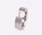 7mm Stainless Steel Band Flat Exterior withTension-Set Frosted Rock Crystal Ball and Comfort Fit Interior