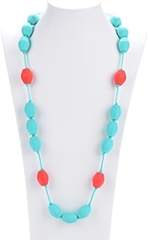 Turquoise Silicone Necklace for Nursing Moms and Teething Baby, Natural Pain Relief. Great Shower Gift!